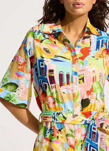 Seafolly Cuba Turquoise Print Mini Shirt Dress
