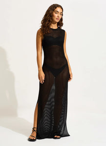 Seafolly Black Maxi Open Knit Dress
