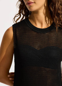 Seafolly Black Maxi Open Knit Dress