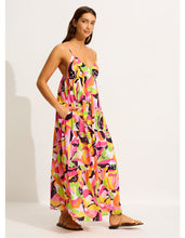 Seafolly Tiered Hot Pink Print Midi Dress