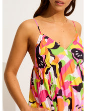 Seafolly Tiered Hot Pink Print Midi Dress