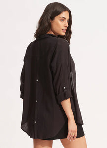 Seafolly Black Classic Beach Shirt