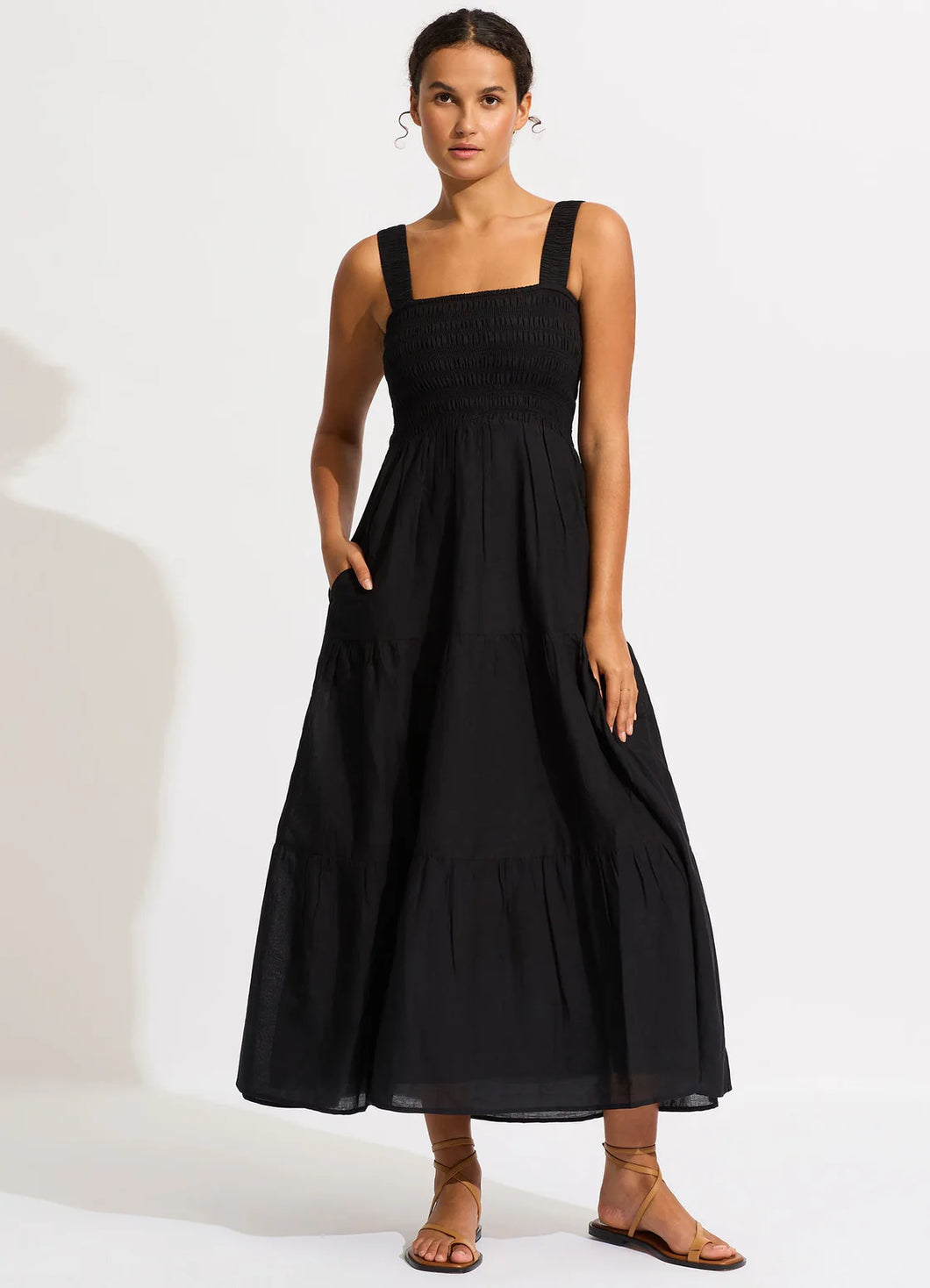 Seafolly Black Beach House Midi Dress