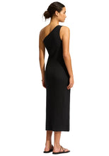 Seafolly Jersey Knit Black One Shoulder Midi Dress