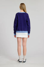 Flat White Schnauzer Navy Pullover Sweater