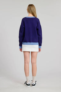 Flat White Schnauzer Navy Pullover Sweater