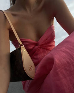 Lusana Melody French Pink Linen Maxi Dress