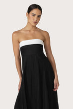 Lusana Black & White Linen Maxi Dress