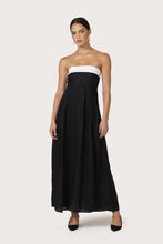 Lusana Black & White Linen Maxi Dress