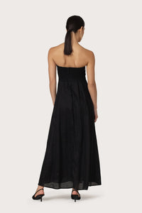 Lusana Black & White Linen Maxi Dress