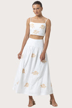 Lusana Oliver Poplin Two Piece Crop Top & Skirt Set Orchid Embroidery