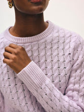 White & Warren Cashmere Cable Knit Lilac Shadow Shrunken Crew