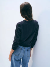 White & Warren Deep Navy Cashmere Crewneck Cardigan
