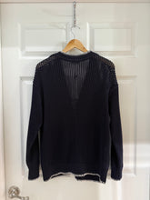 White & Warren Navy/Ivory Organic Cotton Blanket Trim Cardigan