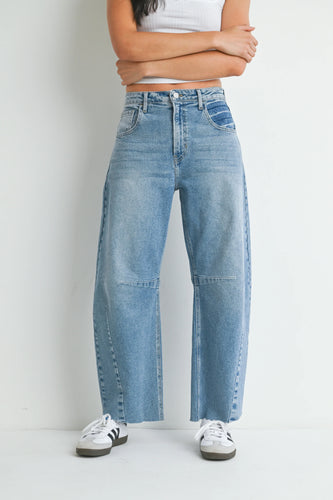 Just Black Denim Light Wash Barrel Seam Jean