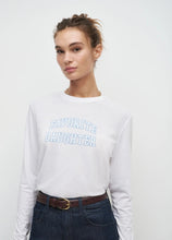 Favorite Daughter Cropped Collegiate White/Light Blue Long Sleeve Tee