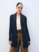 White & Warren Navy Cashmere Trapeze Cardigan