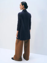 White & Warren Navy Cashmere Trapeze Cardigan