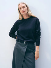 White & Warren Navy Cashmere Crewneck