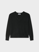 White & Warren Black Cashmere V Neck