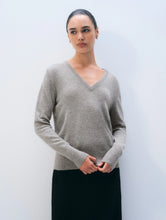White & Warren Grey Heather Cashmere V Neck