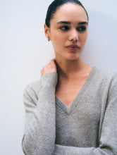 White & Warren Grey Heather Cashmere V Neck