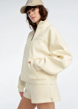 Favorite Daughter Half Zip Sweatshirt in Gardenia/Light Sage