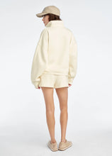 Favorite Daughter Half Zip Sweatshirt in Gardenia/Light Sage