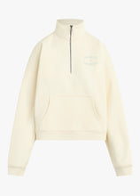 Favorite Daughter Half Zip Sweatshirt in Gardenia/Light Sage