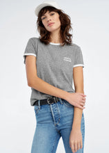 Favorite Daughter Collegiate Chest Logo Ringer Tee in Heather Grey