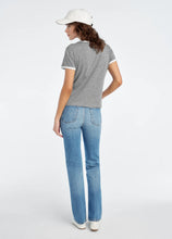 Favorite Daughter Collegiate Chest Logo Ringer Tee in Heather Grey