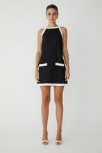 JS71 Sleeveless High Neck Dress in Black/White