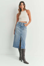 Just Black Utility Medium Wash Midi Denim Skirt