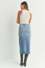 Just Black Utility Medium Wash Midi Denim Skirt