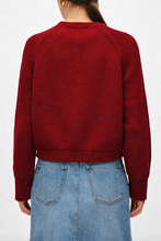 White + Warren Organic Cotton Plaited Crewneck in Mulberry/Cherry