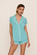 Eberjey Frida Whipstitch Shortie PJ Set in Blue Lagoon