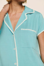 Eberjey Frida Whipstitch Shortie PJ Set in Blue Lagoon