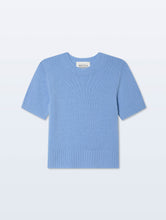 White & Warren Featherweight Cashmere T-Shirt in Blue Vapor