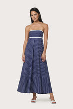 Lusana Timothy Poplin Maxi Dress in Indigo Stripe