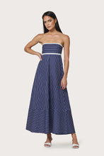Lusana Timothy Poplin Maxi Dress in Indigo Stripe
