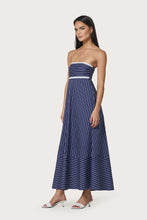 Lusana Timothy Poplin Maxi Dress in Indigo Stripe