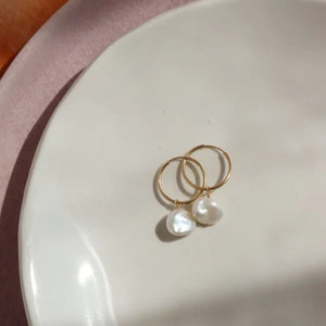 Freshwater Pearl Gold Drop Hoop