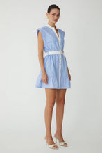 JS71 Sarabella Belted Waist Dress in Blue/White