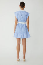 JS71 Sarabella Belted Waist Dress in Blue/White