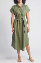 Tommy Bahama Coastalina Linen Midi Shirt Dress in Dk Fern