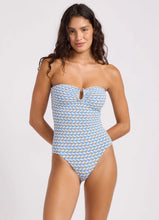 Seafolly Mala Ring Front Bandeau One Piece in Powder Blue