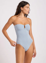 Seafolly Mala Ring Front Bandeau One Piece in Powder Blue