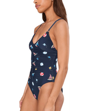 Seafolly Beach Club V Neck One Piece in Navy