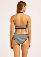Seafolly Clubhouse Halter Top w/ Collar Hipster Pant Bikini in Navy Stripe