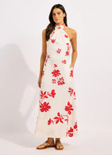 Seafolly Mayflower Halter Maxi Dress in Ecru/Cosmo Red